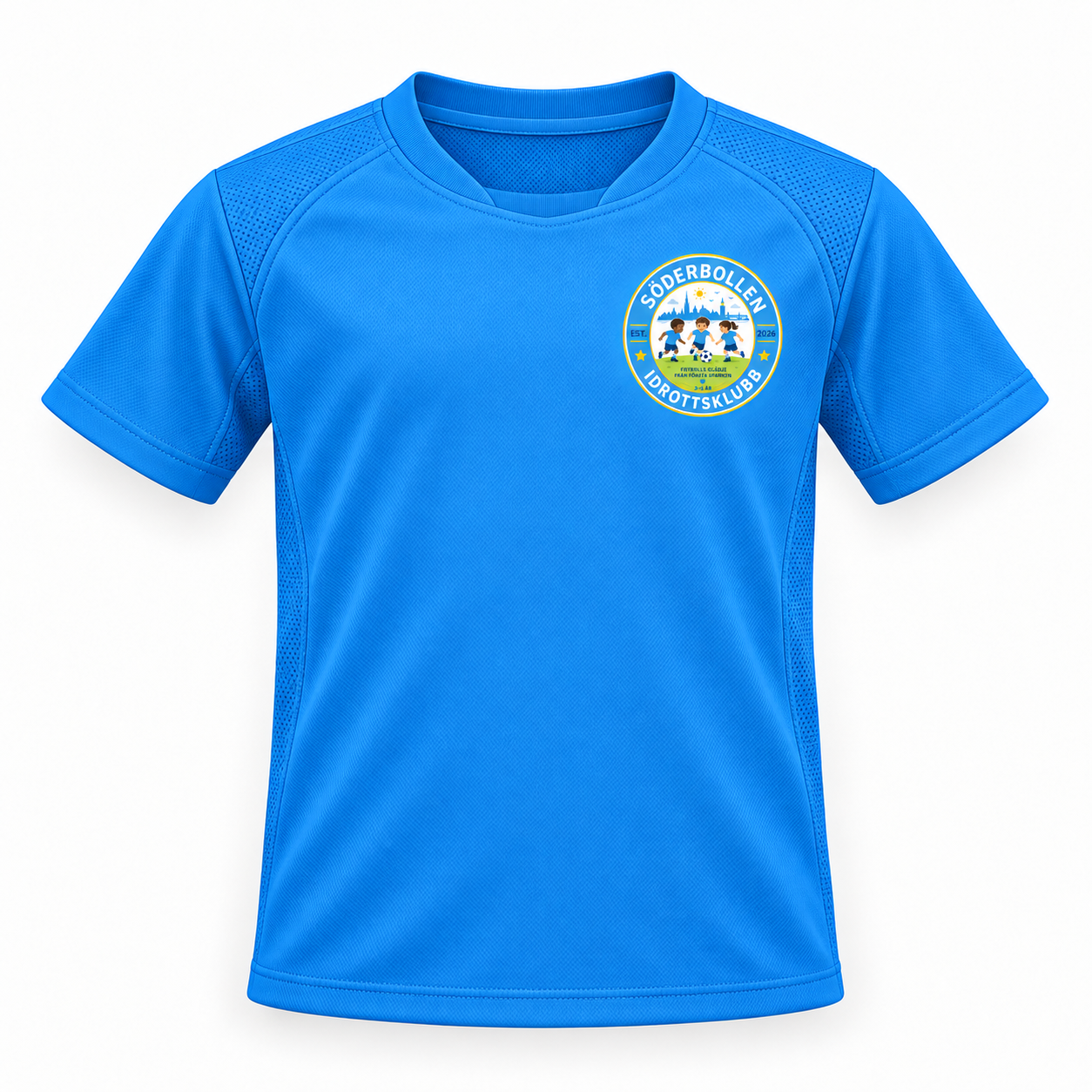Blå fotbollströja med Söderbollen IK:s logotyp